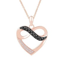 1/2 Carat Black and White Moissanite Heart Pendant Necklace for Women in... - £50.12 GBP