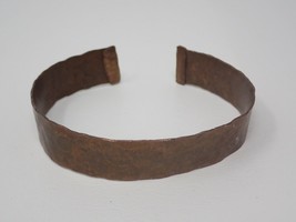 Hammered Copper Bracelet Narrow Band Vintage Primitive  - £15.38 GBP