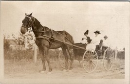 RPPC Family Showing off Beautiful Horse &amp; Carriage c1908 Real Photo Postcard X5 - £8.08 GBP