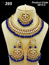 Indian Bridal Choker Fashion Jewelry Kundan Necklace Earrings Tikka Gold Plated3 - £27.84 GBP