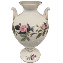 WEDGWOOD Bone China Twin Handle 8.5&quot; Vase HATHAWAY ROSE White England VI... - £14.96 GBP