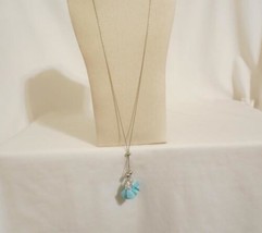 INC 37&quot;Silver Tone Crystal Fabric Petal Flower Pendant Necklace F577 $29 - £11.29 GBP