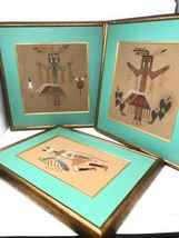 Antique Navajo American Indian Sand Painting Signed Artist Wood Frame - $1,810.98 MXN