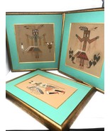 Antique Navajo American Indian Sand Painting Signed Artist Wood Frame - $1,810.98 MXN