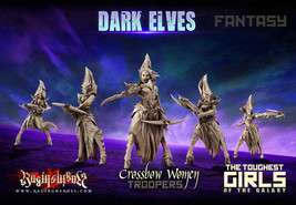 Dark Elves Crossbowwomen Troops Raging Heroes Fantasy Female 28mm - £46.04 GBP
