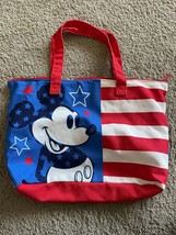 NWOT 2019 Disney Mickey Mouse Americana Patriotic Foldable Zip Top Tote Bag - £20.96 GBP