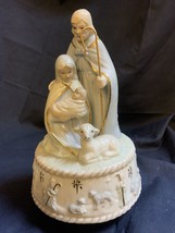 Russ Porcelain Turning Nativity O Little Town of Bethleham Music Box WORKS - $21.34