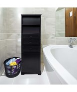 Black High Storage Cabinet with 3 Drawers and Adjustable Shelves - $199.00