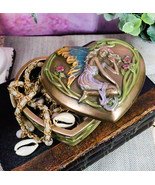 Ebros Resting Fairy By The Pond Heart Shaped Jewelry Box Trinket Box Fan... - £21.57 GBP