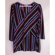 Dana Buchman Women&#39;s Colorful Sheer Striped Blouse Size Large - £9.91 GBP