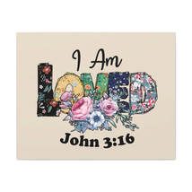  John 3:16 I Am Loved Floral Bible Verse Canvas Christian Wall A - £59.79 GBP+