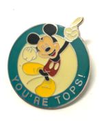 Disney Mickey Mouse YOU&#39;RE TOPS! 1 1/4&quot; Vintage Pin - $4.95