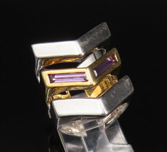925 Silver - Vintage Two Tone Open Pointed Amethyst Ring Sz 6.5 - RG25731 - £87.63 GBP