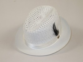 Men's BRUNO CAPELO Stingy Brim Fedora Braid Straw Hat Santa Cruz SC615 White image 3