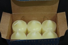 Party Lite (New) Lemon Melon Mint - Lt Yellow Votive Candles - Box Of 6 - 2&quot; Tall - £11.22 GBP