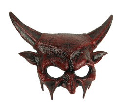 Dark Demon Adult Halloween Red Horned Devil Mask - £38.83 GBP