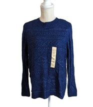 St John&#39;s Bay Womens Blue Cable Knit Grandpa Sweater Sz M - £10.27 GBP