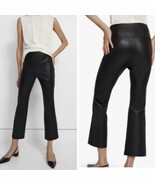 Theory Leather Pants Yoke Urban Crop Lamb Leather Flare in Black Size 10... - $123.27 CAD
