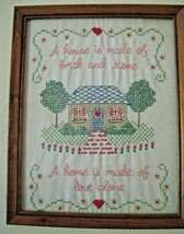 Vintage Sampler Hand Embroidery A home is made of love alone Framed 12 x 15 - £35.19 GBP