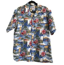 Vtg HAWAII Brand Mens Hawaiian Shirt Floral Palm Tree King Kamehameha Sz XL - £18.87 GBP