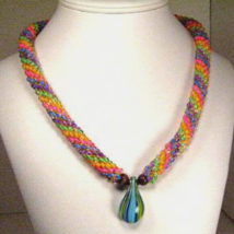 &quot;Sunshine Raindrop&quot; Crochetedglass by Julee Handcrafted Glass Jewelry Designs  - £20.00 GBP