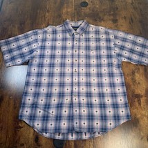 Specialty Collection Mens XL Blue color Aztec Short Sleeve Button Up Shirt - $19.79
