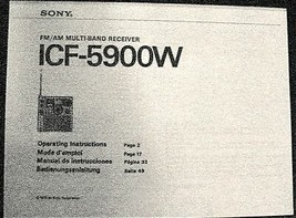 Sony ICF-5900W FM/AM/Multi-band shortwave receiver manuals - £7.56 GBP