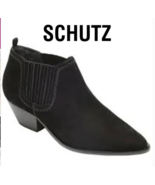 Schutz Boots Jacqueline Western Cowboy Shootie Ankle Booties Black Suede... - $42.97