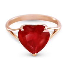 4.3 Carat 14K Rose Gold Ruby Ring w/ Natural Gemstone 10.0 mm Heart Shape - £398.07 GBP