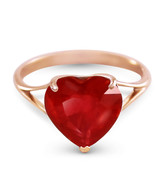 4.3 Carat 14K Rose Gold Ruby Ring w/ Natural Gemstone 10.0 mm Heart Shape - $498.00