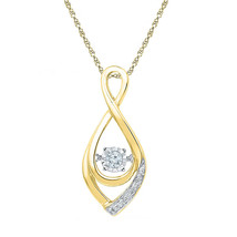 10k Yellow Gold Round Diamond Moving Twinkle Solitaire Teardrop Pendant ... - £136.21 GBP