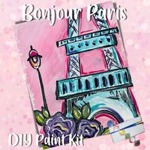 Bonjour Paris Painting Kit - Paint Your Own - Hand-Drawn - Canvas Painti... - $38.00