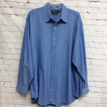 Ralph Lauren Mens Yarmouth Oxford Shirt Blue Heathered 100% Cotton 17/34 - $15.35