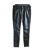 Black Coated Lace Up Leg Skinny Jeans Size 25 - £19.61 GBP