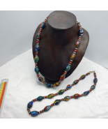 COLLANA perle stile Murano vintage MILLEFIORI VETRO PERLINE - $59.75
