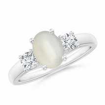 Authenticity Guarantee 
Angara Natural 8x6mm Moonstone Side Stones Ring in 14... - £1,310.39 GBP