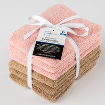 Mainstays 6-Pack Microfiber Washcloths, Benzoyl Peroxide Resistant, Pink &amp; Brown - £6.25 GBP