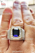 6.80 - 7 Karat I-J / SI1 Blauer Saphir Natürlich Diamanten Herren Ring 18Kt Gold - £8,336.68 GBP