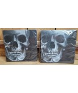 Vintage Halloween Black Skull Spooky Paper Luncheon Napkins 36ct Made In... - $29.97
