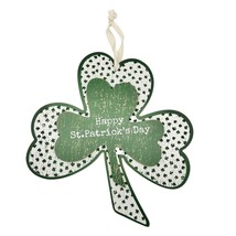 Primitives By Kathy St. Patrick&#39;s Day Hanging Wood Shamrock Decor Sign G... - £10.82 GBP