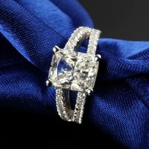 Split Shank 3.10Ct Simulated Diamond Engagement Ring 14K White Gold in S... - £200.88 GBP