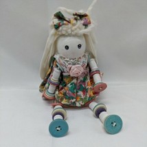 Oriental Trading Co Handmade Wood Cork Button Bunny With Flower Dress - $11.14