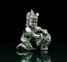 925 sterling silver baby krishna makkhan Gopala, Laddu Gopala figurine s... - $257.39