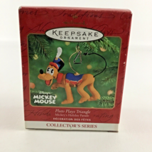 Hallmark Keepsake Ornament Mickey&#39;s Holiday Parade Pluto Plays Triangle New 2001 - £19.86 GBP