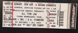ALL TIME LOW - ORIGINAL AUGUST 27, 2017 UNUSED WHOLE FULL CONCERT TICKET - $15.00