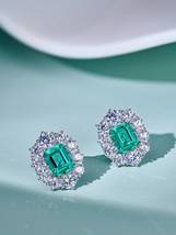 Lab Colombia Emerald stud earring 2.6CT each, VVG color, 18k gold plated S925 - £296.80 GBP