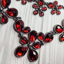 3 Pc Chunky Red Crystal Rhinestone Jewelry Necklace Set, Inc Earrings Bracelet - £16.01 GBP