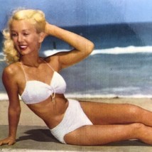 Beach Girl 1950s Vintage Postcard Summer Fashion White Bikini Blonde - £7.81 GBP