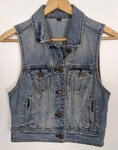 American Eagle Denim Vest Medium M Blue Jean Button (#36) - $14.50