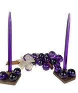Purple Lucite Large Grapes On Burl Wood Console Set - £194.45 GBP